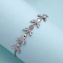 Rhodium Plated Silver Toned Cubic Zirconia Studded Adjustable Bracelet