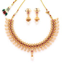 Traditional Ruby Pearl Necklace Set