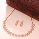 Rose Gold Plated Oval Shaped White American Diamond Studded Jewellery Set