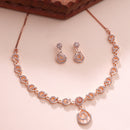 Rose Gold Plated Spiral Shaped White American Diamond Studded Jewellery Set