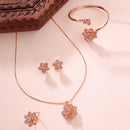 Rose Gold Plated White American Diamonds Studded Floral Shaped Pendant Combo