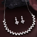Rhodium Plated Silver Toned Geometrical Shaped White American Diamond Studded Jewellery Set