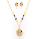 Gold Toned Brass Peacock Design Pearl Beads Necklace Set for Women