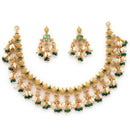 Traditional Green Beads Gold Plated Necklace Set