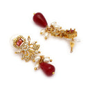 Gold Toned Brass Floral AD Necklace Set for Women Traditional Multicolor Stone Necklace Set