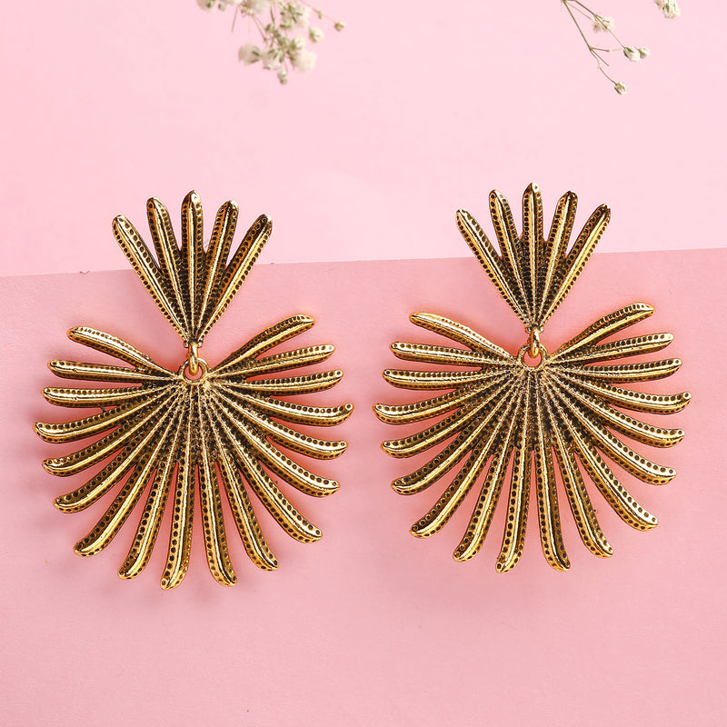 Gold Plated Leaf Shaped Styles Drop Earrings