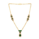Modern Green Stone Gold Plated Necklace Set