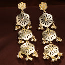 Gold Plated Floral Shaped Dangler Earrings