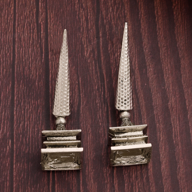 Oxidised Silver Toned Designer Statement Drop Earrings