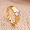 Gold Plated White American Diamond Studded Adjustable Band Ring