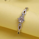 Elegant Rhodium Plated Silver Toned White American Diamond Studded Adjustable Ring