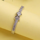 Rhodium Plated Silver Toned Infinity White Cubic Zirconia Studded Adjustable Ring