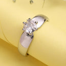 Rhodium Plated Silver Toned White American Diamond Studded Band Adjustable Ring