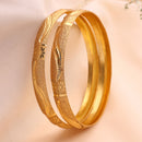 Gold Plated Classic Floral Engraved Bangles Set Of 2
