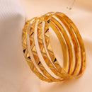 Gold Plated Traditional Contemporary Engraved Design Bangle Set Of 4
