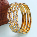 Gold Plated Dual Toned Traditional Contemporary Engraved Design Bangles Set Of 4