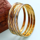 Gold Plated Dual Toned Traditional Engraved Design Bangles Set Of 4