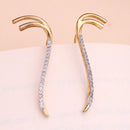 Gold Plated American Diamond Studded Ear Climber Earrings