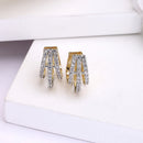 Rhodium Plated with White American Diamond Ear Cuff Earrings