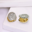 Gold Plated with White American Diamonds Studded Small Ear Cuff Earrings