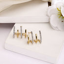 Rhodium Plated with Round Shaped White American Diamond Small Ear Cuff Earrings