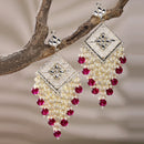 Gold Plated Traditional Handcrafted Pearl Kundan Beaded Chand Bali Earrings