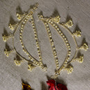Gold Plated with White Pearls Studded Long Chain Attachment for Earrings