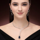Luxury Blue Stone Lariat Necklace Set