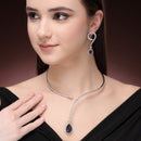 Luxury Blue Stone Lariat Necklace Set