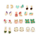 Gold toned Designer Stud Earrings Set of 12 Traditional & Modern Earring Set