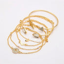 Gold Plated Multilayer Withe CZ Stone Contemporary Stack Bracelet