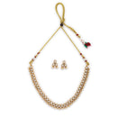 Antique Gold-Plated Traditional Temple Coin White American Diamond Studded Necklace Set