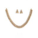 Antique Gold-Plated Traditional Temple Coin White American Diamond Studded Necklace Set
