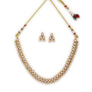 Antique Gold-Plated Traditional Temple Coin White American Diamond Studded Necklace Set