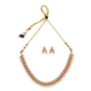 Antique Gold-Plated Traditional Temple Coin Peach American Diamond Studded Necklace Set