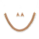 Antique Gold-Plated Traditional Temple Coin Peach American Diamond Studded Necklace Set