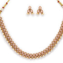 Antique Gold-Plated Traditional Temple Coin Peach American Diamond Studded Necklace Set