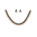 Antique Gold-Plated Traditional Temple Coin Green American Diamond Studded Necklace Set