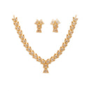 Silver Toned Brass Teardrop Floral Necklace Set for Women & Girls