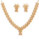 Silver Toned Brass Teardrop Floral Necklace Set for Women & Girls