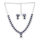 Silver Toned Brass Floral Halo Necklace Set for Women