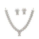 Silver Toned Brass Floral Leaf Necklace Set for Women & Girls