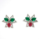 Silver Toned Brass Lotus Floral Necklace Set for Women
