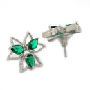 Silver Toned Brass Lotus Floral Necklace Set for Women & Girls