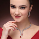 Designer Ruby Red Necklace Set