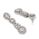 Rhodium Plated Brass American Diamond Floral Teardrop Necklace Set for Women