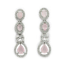 Rhodium Plated Brass American Diamond Floral Teardrop Necklace Set for Women