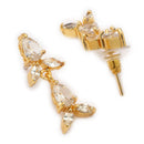 Gold Plated Brass American Diamond Pear Shape Floral Necklace Set