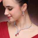 Designer Ruby Red Necklace Set