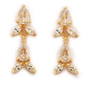 Gold Plated Brass American Diamond Pear Shape Floral Necklace Set
